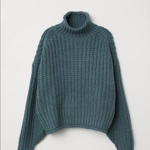 H&M Thick Rib Teal Chunky Short Sweater - Size 8